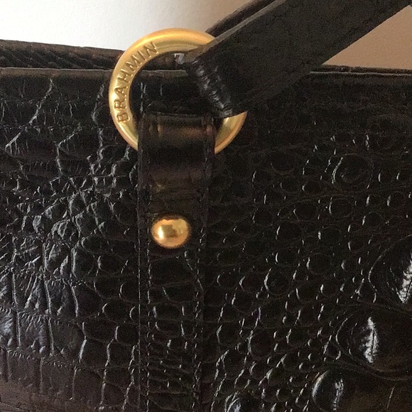 Brahmin Black Leather Large Carry All Travel Tote Bag - Picture 12 of 16